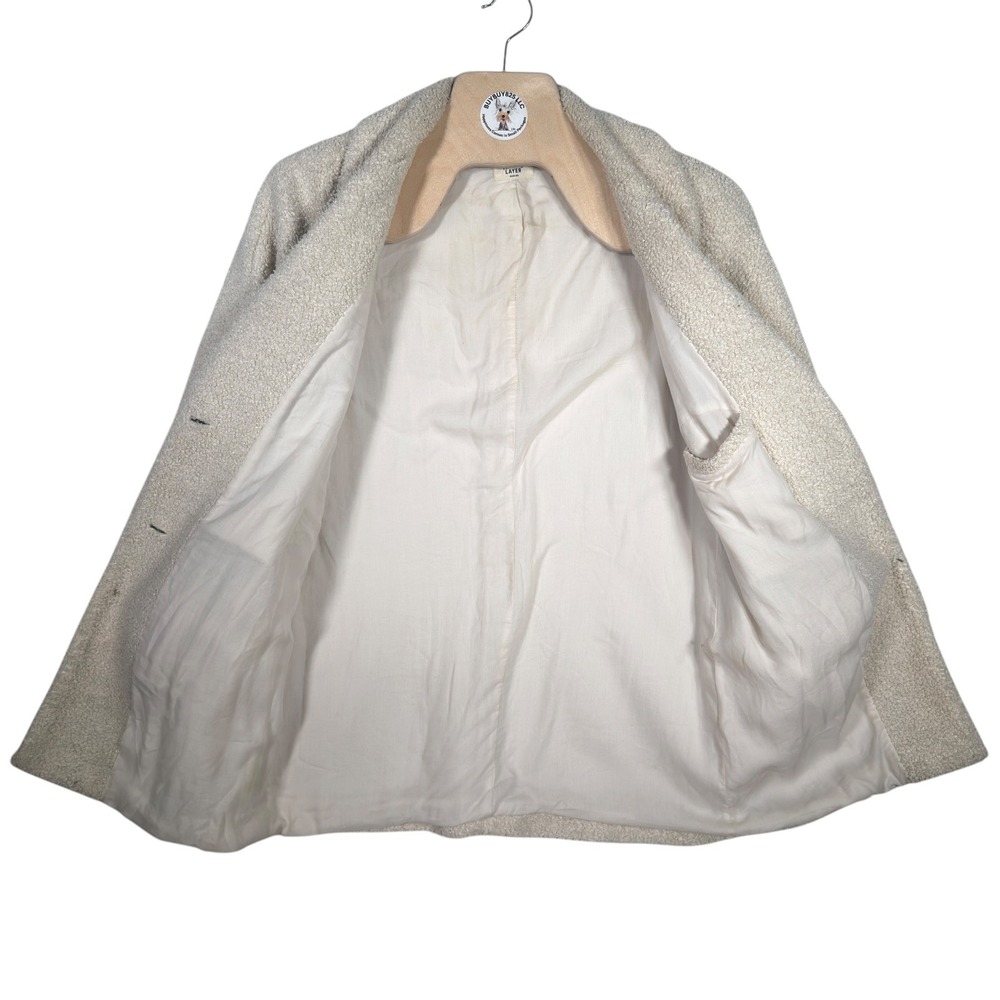 Marine Layer Teddy Coat Women's M Ivory Boucle Sherpa Button Front Jacket - Picture 3 of 7